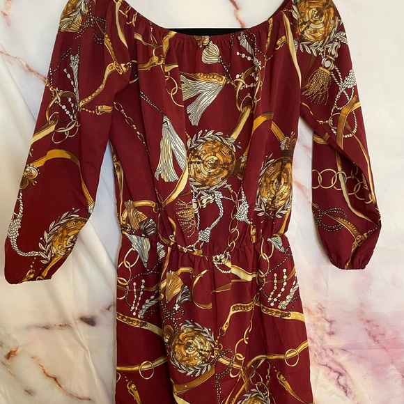 NWOT Burgundy and Gold Romper - Picture 1 of 5